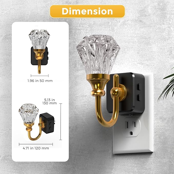 L LOHAS LED Night Lights Plug into Wall,RGB Floral Night Lights | 2 Pack 10-Color Changing, Auto Sensor, 3 Brightness Levels, Rotatable Plug in Nightlight for Bedroom, Nursery, Hallway, Gift