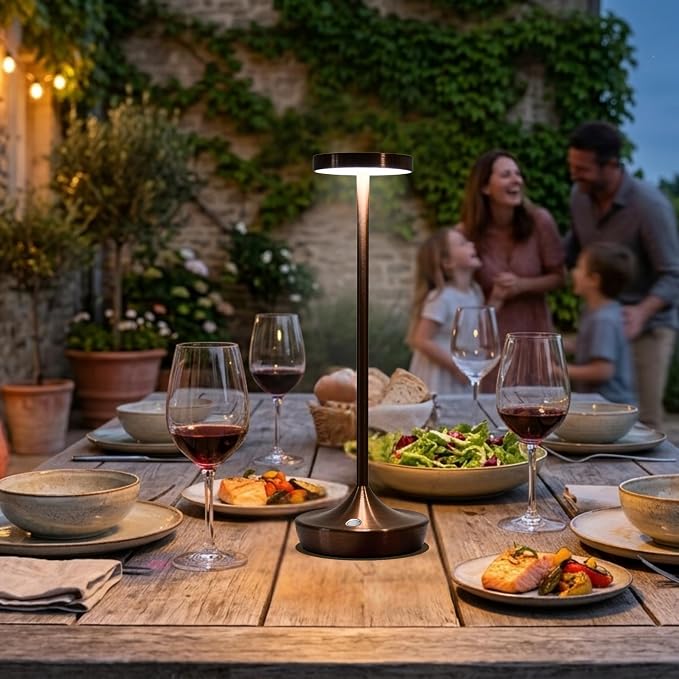 Brown Cordless Table Lamps, Rechargeable 6000mAh, 72H Runtime, Waterproof | Stepless Touch Dimming with 3 Color Modes & Memory Function for the Perfect Ambiance at Home, Restaurants & Patios (2 Brown)