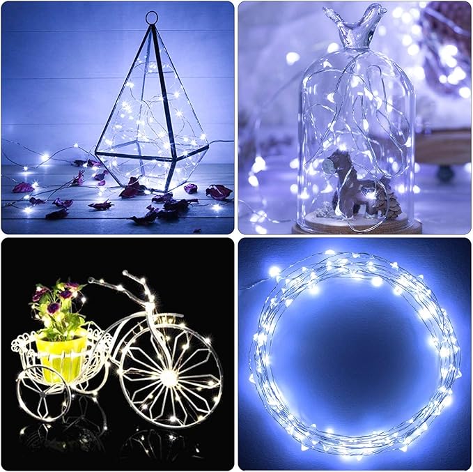 Timer Led String Light,1 Pack Mini Battery Powered Silver Wire Starry Fairy Lights,Battery Operated Lights for Bedroom,Christmas,Parties,Wedding,Christmas Gift Decoration(5m/16ft Cold White)