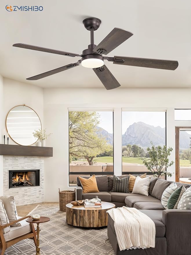 ZMISHIBO 52" Ceiling Fan with Light and Remote, Oil Bronze Farmhouse Indoor | 24W 2400LM Bright LED, 3CCT, Dimmable, App Control, Rustic Dual Finish Blades, Quiet&Strong Motor for Bedroom, Living Room