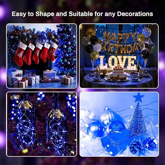 ZGWJ 12 Pack Fairy Lights Battery Operated, 7ft 20 Mini LED Fairy String Lights Silver Wire 3 Modes for DIY, Parties, Wedding, Bedroom, Halloween Christmas Decoration Blue