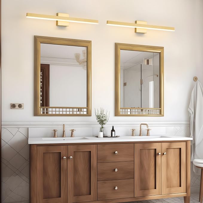 Gold Bathroom Vanity Light Fixture 31.5'' 20W Dimmable 5CCT LED Hardwired | Bathroom Light Fixture Over Mirror, Bathroom Wall Sconce, Rust-resistant, ETL Certificated, 2700K/3000K/3500K/4000K/5000K