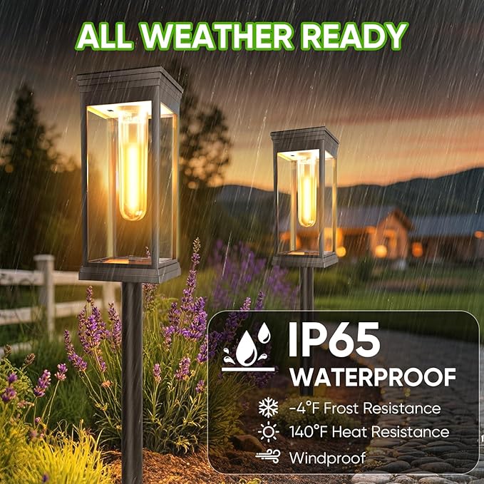 12 Pack Solar Pathway Lights Outdoor,IP65 Waterproof - Bright Solar Lights Outdoor,Auto On/Off Pathway Lights Solar Powered,Solar Path Lights for Walkway Driveway Garden