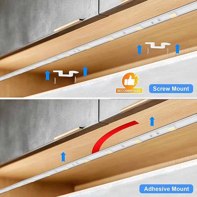 maylit Under Cabinet Strip Lighting Plug in 60in, Ultra Bright Small LED Light Bar, 6000K Cool White, 110V-120V Wired Lights for Kitchen Cabinet, Counter, Workbench, Desk, Closet, Shelf, Indoor