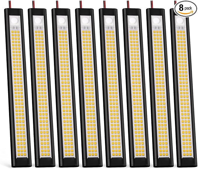 12V LED Light, Enclosed Trailer Light, 12 Volt Lights, 12v LED Lighting for RV Interior, Strip Lights for Trailer, Cargo, Truck, Van, Shed, RV(8Pack, 4000K, Black)