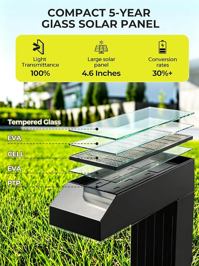 COXSENI Solar Pathway Lights Outdoor,3 Color Temperatures,20 LEDs,6 Pack | Clear Tempered Glass Solar Panel,IP65 Waterproof,Bright Led Landscape Lighting,Yard,Walkway,Driveway,Patio,Lawn,Auto On Off