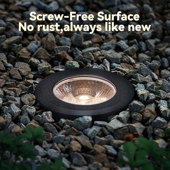 LEONLITE 6-Pack 3W 5CCT Well Lights In Ground Outdoor, Black | 12-24V AC/DC, CRI90, IP67, 2700K/3000K/3500K/4000K/5000K, Low Voltage Garden Landscaping, Embedded Parts Included, Aluminum