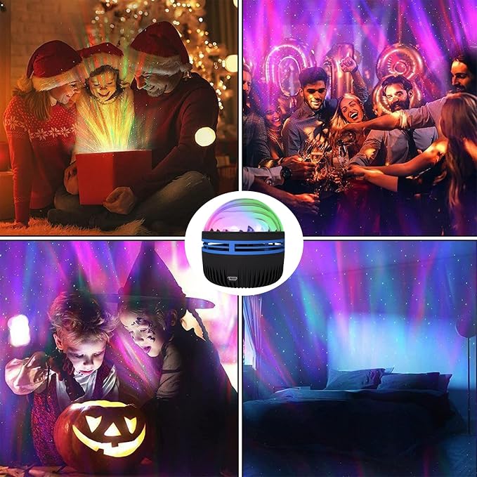 2 in 1 Northern Lights and Ocean Wave Projector with 14 Effects of Galaxy Light for Game Rooms, Parties, Light Projector for Bedroom, Compatible with Lava Lamps and Night Light Decorative Effects