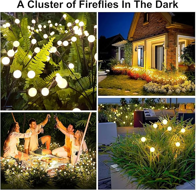 aandz Solar Outdoor Lights for Garden, IP65 Waterproof Solar Lights for Outside, Sway by Wind, 32 LEDs Christmas Decorative Lights for Yard Patio Pathway Decoration, 4 Pack