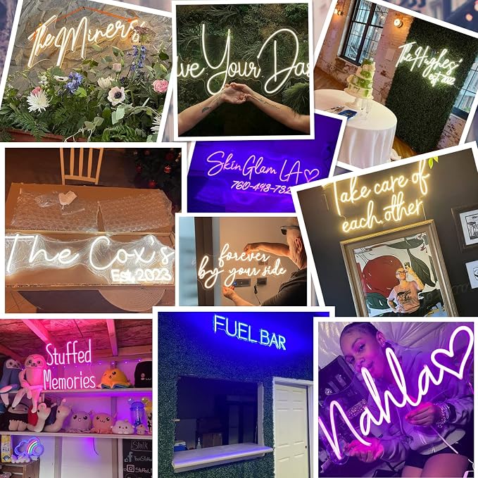 Yatvro Custom Neon Signs,Personalized Dimmable LED Neon Signs for Family Birthday Bar Wedding Party Night Light&Company Logo or Business Signs, Birthday Gift Name Neon Lights