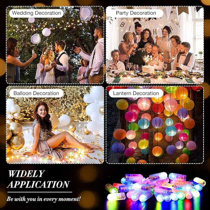 Yizhet LED Balloon Lights, 30 Pcs Multicolor Lantern Light With Switch, Mini LED Lights for Paper Lantern, Christmas, Wedding, Party, Birthday