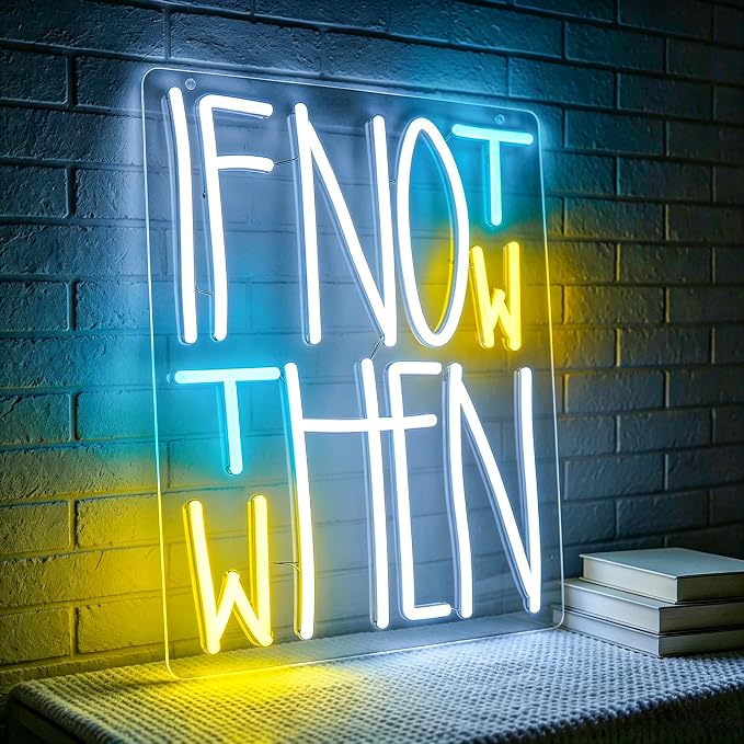 Positive Neon Lights Signs Neon Sign Led Sign Light for Wall Decor | If Not Now Then When Neon Sign for Room Decor,Positive Decoration,Motivational Wall Decor,Gift,5V USB Powered Dimmable