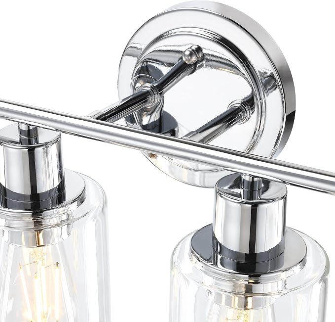 4-Light Chrome Bathroom Light Fixture Over Mirror,4-Light Chrome Vanity Lights for Bathroom 4 Bulb Wall Light Over Sink Cabinet