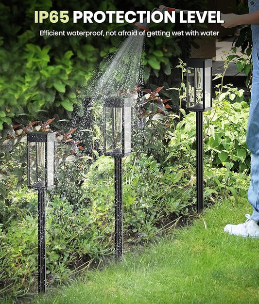12 Pack Bright Solar Pathway Lights Outdoor,IP65 Waterproof Solar Garden Lights Pathway Lights Solar Powered for Outside Yard Path Lawn Walkway Driveway Landscape Lighting (Cool White)