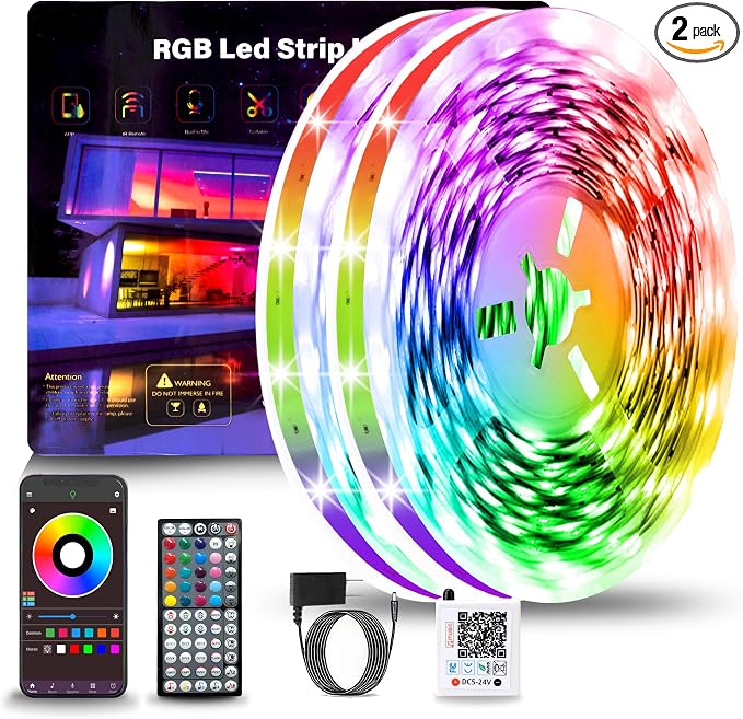 NBBUFF 210FT RGB Led Lights for Bedroom with App & Remote Control, 2*105FT | Music Sync Led Strip Lights Color Changing, Dimmable Led Light Strip, Led lights for Hoom Decor Ambient Lighting Indoor