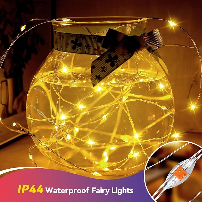 LitHome 6 Pack Warm White Fairy Lights Battery Operated, Each 20 FT 60 LED | Twinkle Lights Battery Operated 2 Modes, Waterproof Fairy String Light for Classroom Indoor Bedroom Christmas Wedding Decor