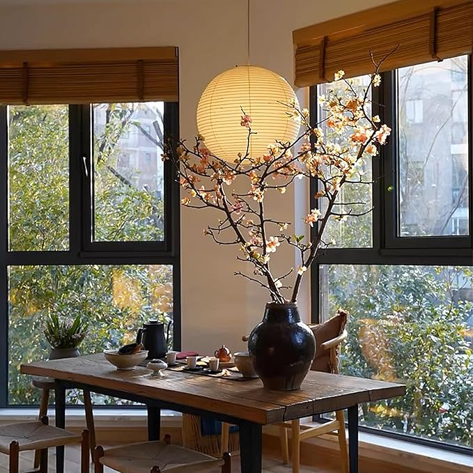 19.68" White Round Paper Lanterns, Chinese/Japanese Paper Lantern Pendant Light, Large Hanging Paper Lamp Shade for Party Decoration, Home Decor Ceiling Lampshade(1 Pack)