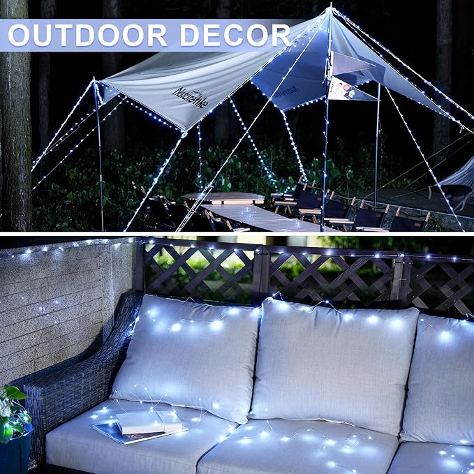 JMEXSUSS 2 Pack Fairy Lights Battery Operated, Total 400 LED 132ft, White | Fairy String Lights with Remote, Outdoor Waterproof, 8 Modes Twinkle Lights for Bedroom Classroom Party Tree Wall Patio Decor