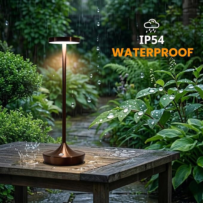 Brown Cordless Table Lamps, Rechargeable 6000mAh, 72H Runtime, Waterproof | Stepless Touch Dimming with 3 Color Modes & Memory Function for the Perfect Ambiance at Home, Restaurants & Patios (2 Brown)