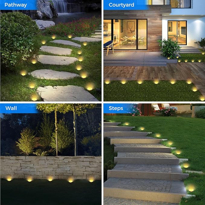 Mini Solar Ground Lights, 18 Pack Flat Solar Disc Lights Outdoor Waterproof, 2.3 Inch Small Solar Garden Lights Landscape Lighting for Outside Pathway Garden Yard Lawn Walkway,Warm White