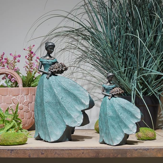 Guichifun Fairy Statue Leaf Angel Girls Resin Table Decor 5x3x7.5 Inch | Home Decoration, Modern, Living Room Office Sculpture, Indoor Rustic Figurines, Gift for Women