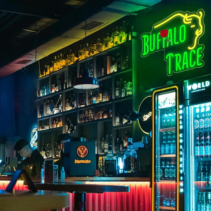 Whisky Neon Sign for Wall Decor Whisky LED Light for Man Cave | Dimmable whisky neon light, bedroom, bar home bar store bistro party restaurant decor, birthday gifts, size 14.1*13.3 in