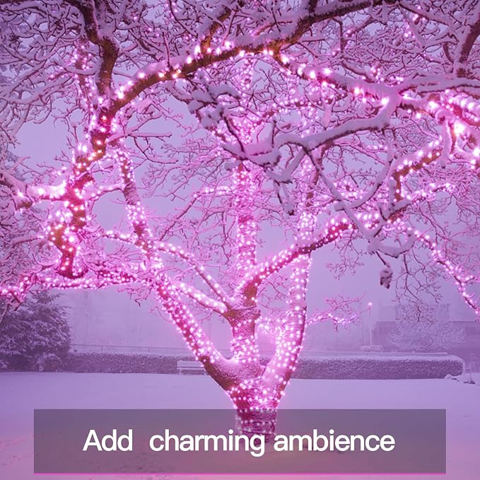 Pink Fairy Lights Battery Operated Outdoor Waterproof, 33ft 100 Led String Lights with Remote, Twinkle Lights for Bedroom, Dorm, Tapestry, Christmas, Party Decorations