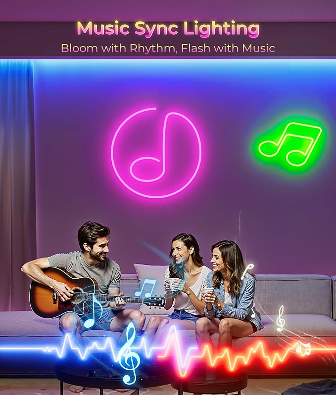 Led Neon Rope Lights - 16.4FT Flexible Led Rope Lights RGB IP65 | Outdoor Neon Multiple Modes, Music Sync Gaming Strip for Bedroom Wall Decor Indoor/Outdoor
