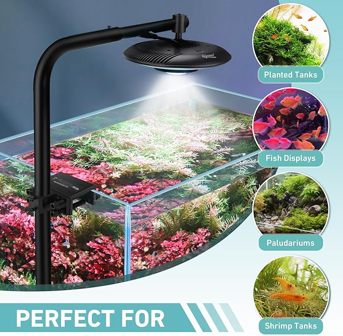 hygger 55W High PAR Aquarium LED Plant Light, 5 Adjustable Brightness Full Spectrum Fish Tank Light Aquarium Lamp & Stand Kit Ideal for Aquascaping Planted Tank Fish Display Shrimp Tank Paludarium