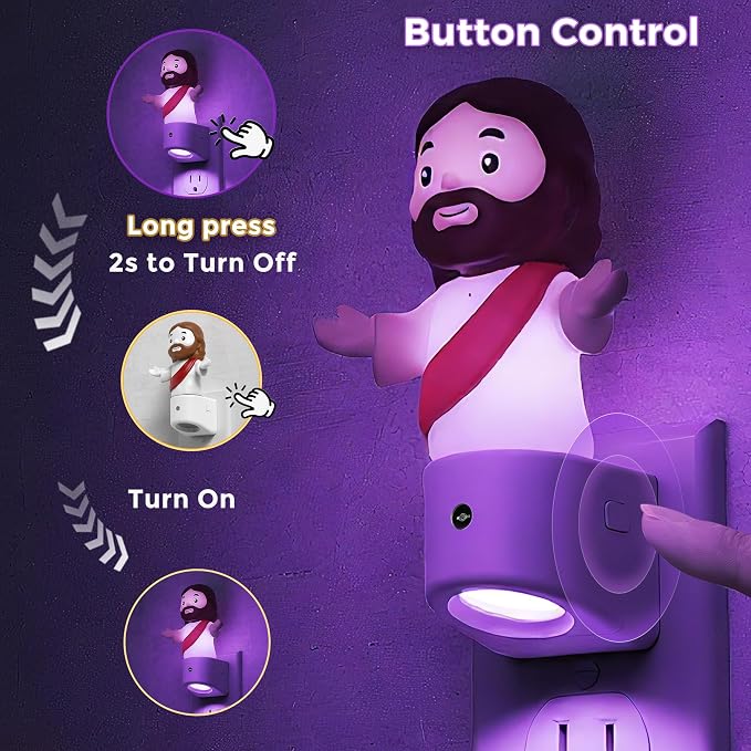 L LOHAS LED Night Light for Kids,Jesus Night Light,Color Changing | LED Night Light with Dusk to Dawn Sensor, Christmas, Birthday Gift Nightlight for Girls & Kids, Room Decor,1 Pack