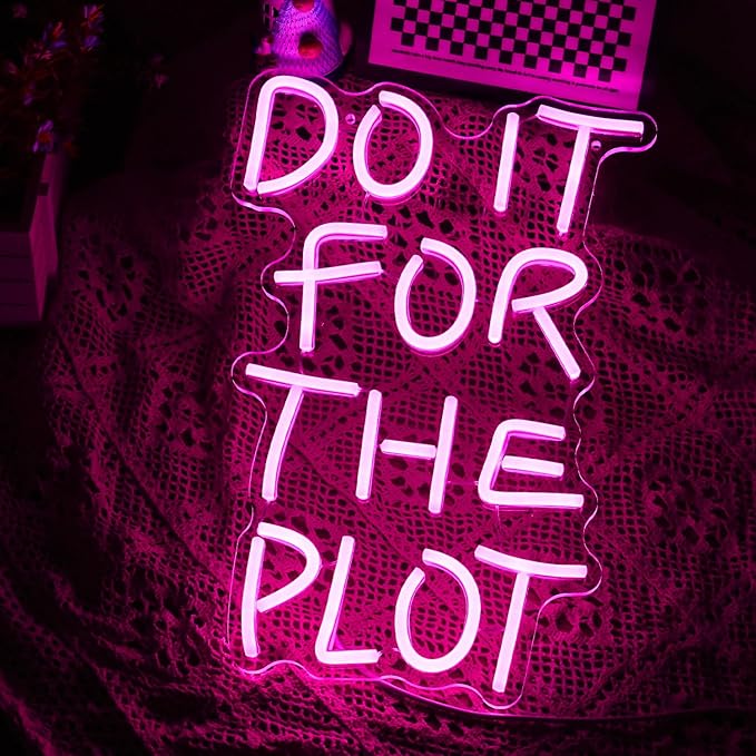 Do It For The Plot Neon Sign 16.5 "* 12.6" Dimmable Words Neon Light for Wall Decor by USB Powered LED Pink Letter Light Up Sign For Bedroom Office Party Wedding Bar Decoration Gifts for Friend