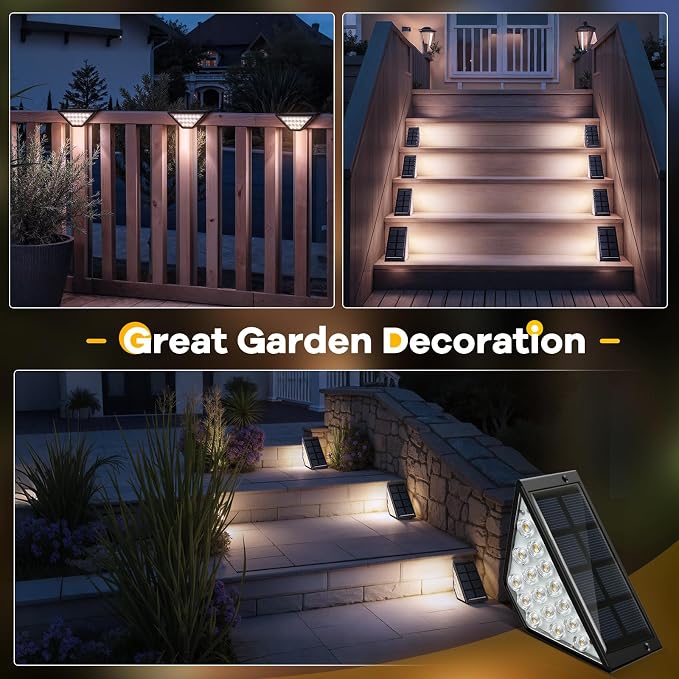 BKBB PPBB Solar Step Lights for Outside, Solar Stair Lights Outdoor Waterproof, Deck Step Lights for Fence, Patio, Yard, Porch, Front Door, Sidewalk, Garden, Patio Decor (10, Cool White)