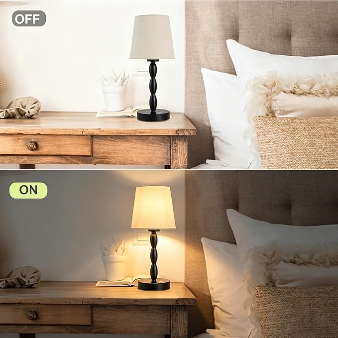 Rechargeable Cordless Table Lamp, 5000mAh Battery Powered Touch Desk Lamp, 3-Level & Stepless Dimmable Night Light, Portable Bedside Lamp for Bedroom, Outdoor, Bulb Included, Black