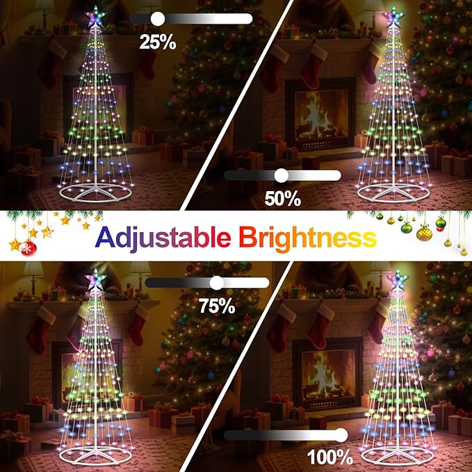 Prelit Christmas Cone Tree with Lights, 4FT 156LEDs Small Christmas Tree Light with Remote Control, Timer, 11 Lighting Modes, Artificial Outdoor Christmas Tree for Yard Porch Lawn Decorations