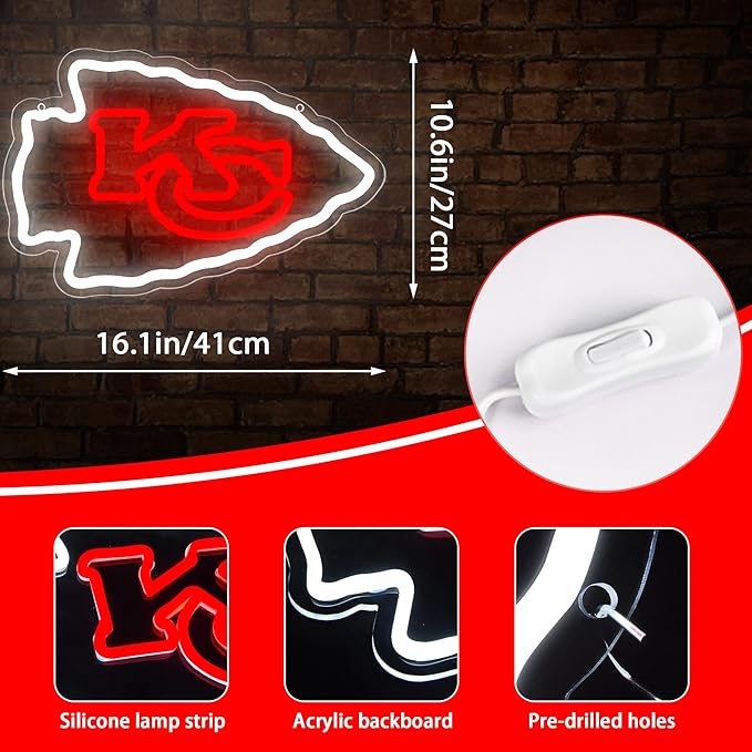 Football Neon Sign for Wall Decor Football Led Neon Light for Man Cave Birthday Gifts for Rugby Fans Dimmable Rugby Team Light Up Sign for Party Club Dorm Bar Decor Size16.1 * 10.6In(ZYLD144)