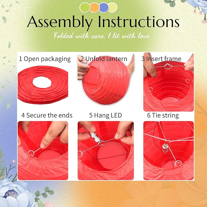 Chinese Paper Lanterns - Pack of 10, 12-Inch Colorful Hanging Lights for Birthday Party Decorations, Ceiling Decor, Rainbow Classroom, Wedding, and Home Party