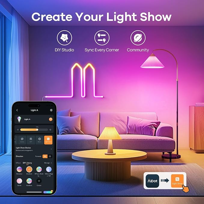 OREiN Matter BR30 Smart Light Bulbs, 60W 650lm RGBTW Color Changing, 4 Pack | LED Light Bulb Compatible with Alexa, Apple Home, Google Home, SmartThings, 2.4Ghz WiFi only Smart Bulbs, E26 Base