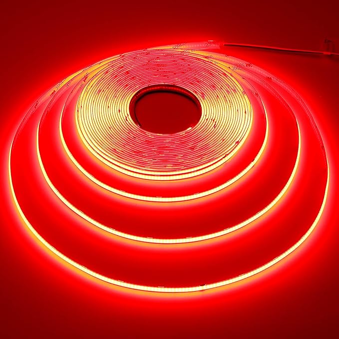32.8ft/10M 24V Red COB LED Strip Light 3840LEDs Uniform Glow Dotless IP20 Not Waterproof Flexible LED Tape Lights for DIY Cabinet Bedroom Kitchen Home Decor(No Power Supply)