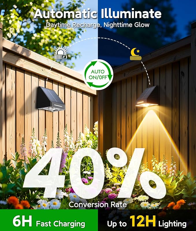 KOOPER Solar Fence Lights Outdoor Waterproof 10 Pack, Solar Fence Lights with Ultra-Bright LED Lens, 10 Modes & 9 Colors Outdoor Solar Lights for Fence, Backyard, Railing, Patio, Wall, Step, Deck