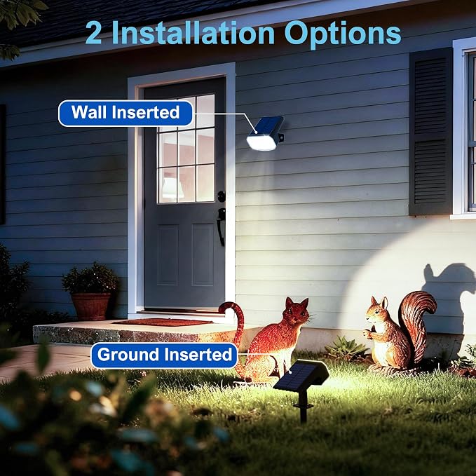 JEJOT Solar Lights Outdoor Waterproof IP65, Super Bright LED with Lens, 6500K 2 Lighting Modes, Solar Powered Yard Garden Solar Spot Lights for Outside Landscape Auto On/Off - 8 Pack