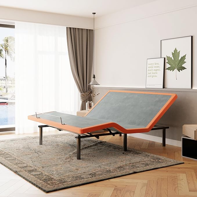 ESHINE King Adjustable Bed Frame Base - 3000 Premium Series | Easy to Install in 5 Minutes, Massage, Wireless Remote, Foot&Head Inclined, Zero Gravity, Dual USB Ports, Under Bed Light