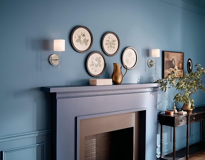 Kichler Ali 1 Light Wall Sconce in Polished Nickel with White Fabric Shade for use in Bathrooms, Bedrooms, Kitchens, Dining Rooms and Hallways, 52505PN