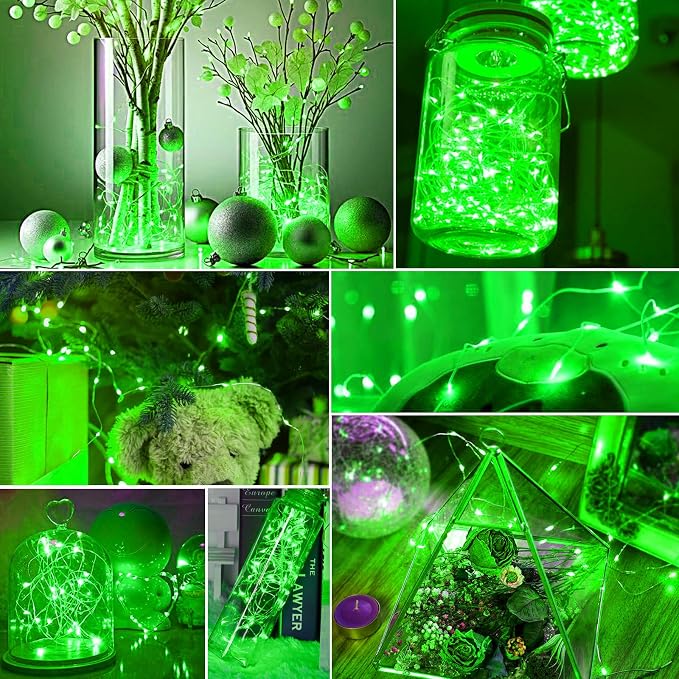 pozzolanas 12 Pack Green Battery Operated String Lights - 7ft Waterproof Fairy Lights with 20 LEDs for Home, Mason Jar, Party, Wedding, Halloween, Christmas Decorations