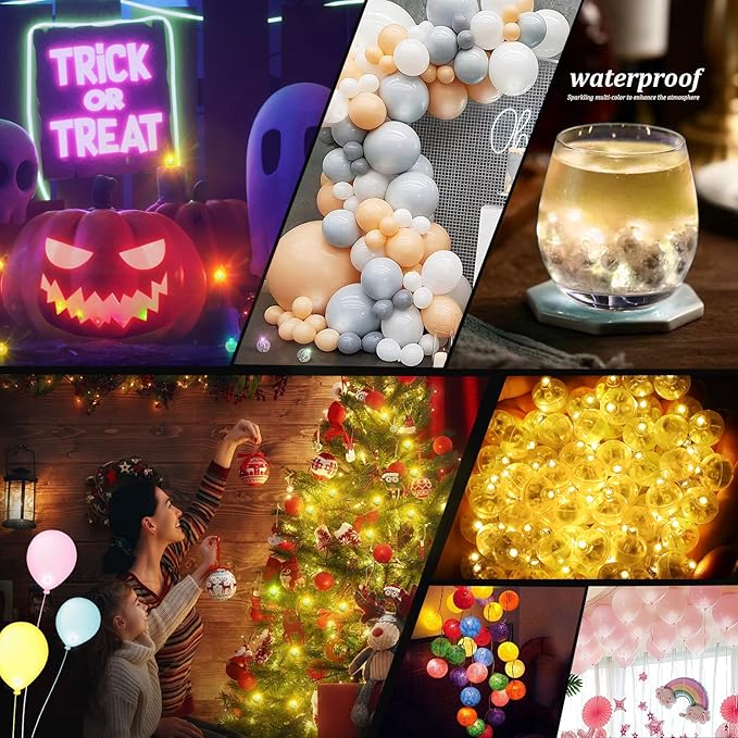 100 Pcs Warm White Balloon Light with Loop for Hanging, Mini Ball Lights Easter Egg LED Drinks Lights Round Tiny Led Light for Paper Lanterns Vases Birthday Party Event Wedding Decoration