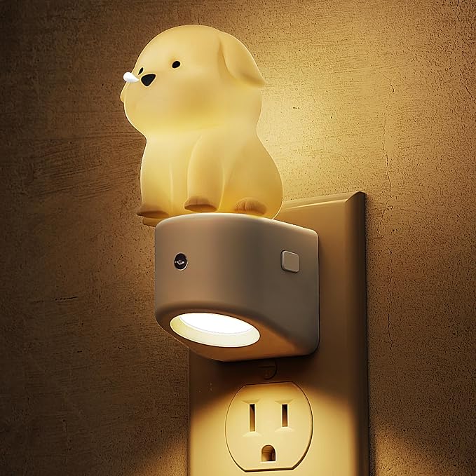 L LOHAS LED Plug in Night Light for Kids, 3D Cute Puppy Night Lights | Dusk to Dawn Sensor, RGB+Soft White 3000K Dog Night Light, Birthday Gift Nightlight for Kids, Room Decor
