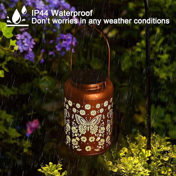 Mothers Day Gifts for Women Mom Grandma, Birthday Gifts Butterfly Solar Lights Outdoor Waterproof, Decoration Outside for Outdoor, Yard, Garden Decor Butterflies Solar Lantern