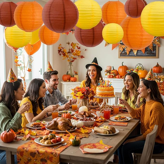 BEISHIDA Orange Paper Lanterns 12Pcs 6/8/10/12 Inch Round Chinese Lamp | Paper lanterns party decorations,Chinese/Japanese Paper Lanterns,Birthday,Wedding,Christmas,Bridal Home decorative outdoor