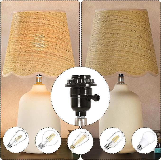19" Modern Ceramic Table Lamp for Living Room Cream Base Desk Lamps for Bedroom Farmhouse Bedside Nightstand Lamp End Table Lamps,Beige,Rattan Shade