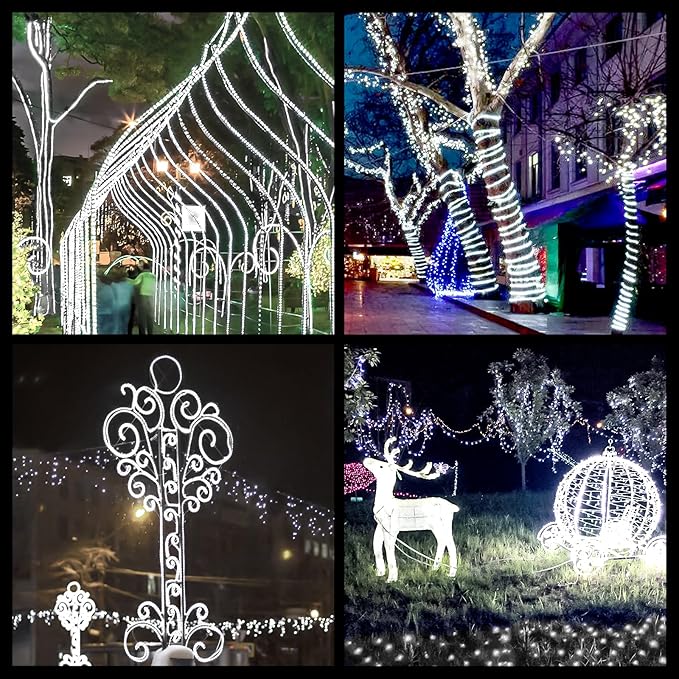 33ft/10m LED Rope Lights, Cool White Rope Light Outside, Waterproof Rope Lighting for Indoor Outdoor, 360 LEDs Plug in Flexible Connectable Decorative Lights for Garden, Patio, Pool, Bedroom (6000K)