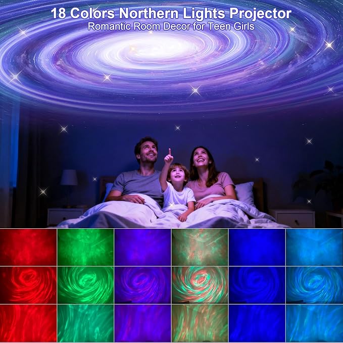 3 in 1 Light Projector for Room Decor Aesthetic, Northern Lights Projector, Ocean Lamp & Galaxy Projector for Bedroom Decor, Valentine's Day Gifts for Adults Teen Girl Gifts Ambient Lighting
